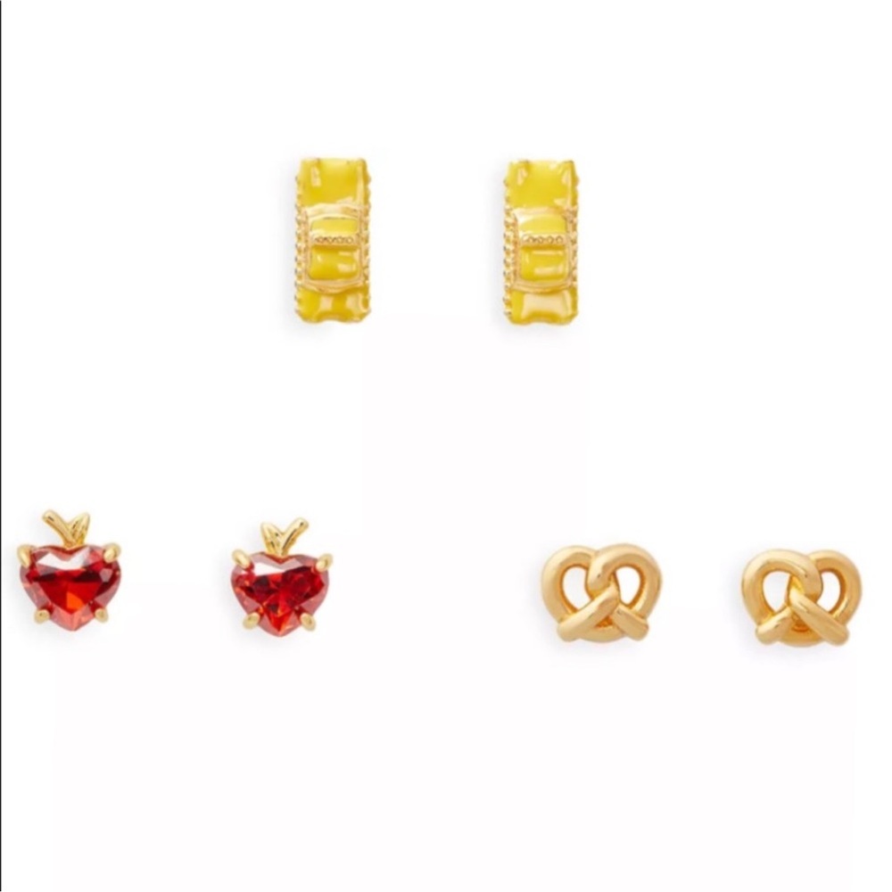 Kate Spade Taxi, Apple & Pretzel Stud Earrings Set / NWT